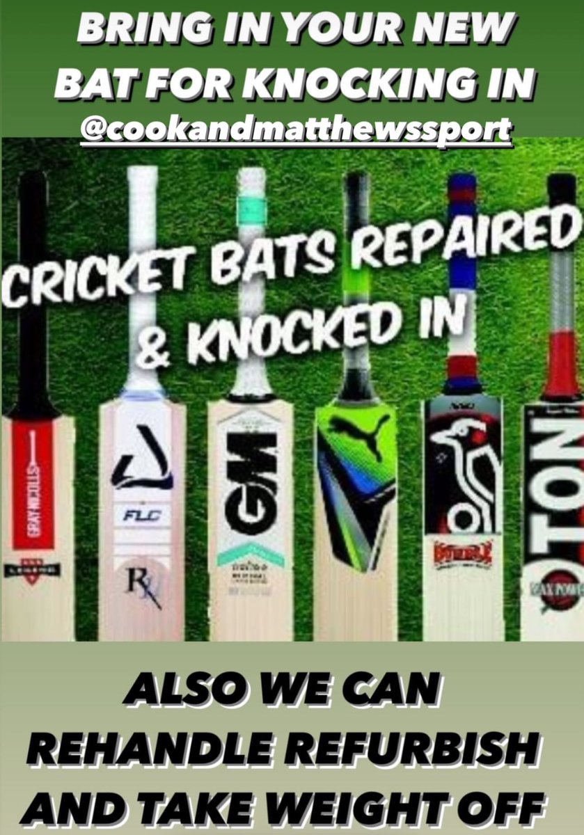#cricketers we offer a full #cricketbat repair and #knocikinginservice we also do #cricketbatrefurbs #newbathandles and #batweightreduction #kentcricket #kentcricketshop #cricketshop
