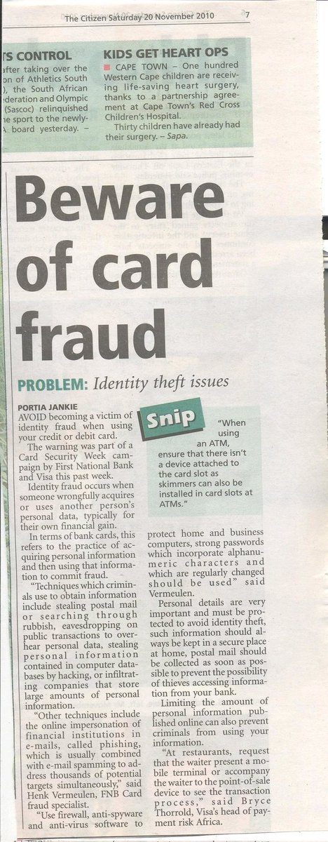 While you're at it, #OldMutualMustFall be wary of fraudulent card scammers, one of my first articles that were published. #MediaReports #JobSeekersSA