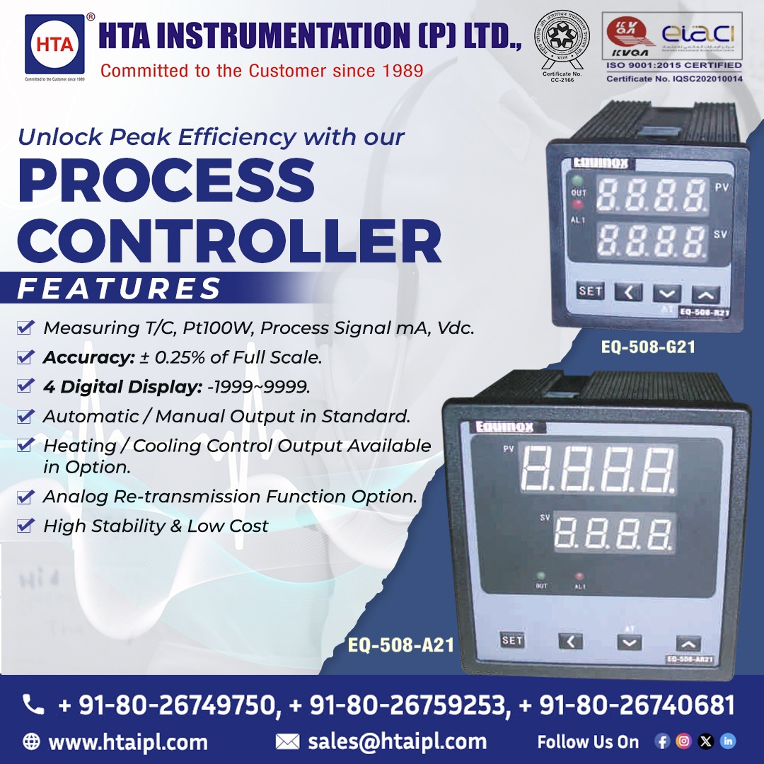 htaipl's tweet image. As leaders in manufacturing #ProcessControllers, we're pioneering the next generation of industrial automation. Join us in shaping the future of seamless processes! 🛠️🔄
📲 Call: + 91-80-26749750, + 91-80-26759253, + 91-80-26740681
🌐 htaipl.com/shop/digital-i…
#htaipl