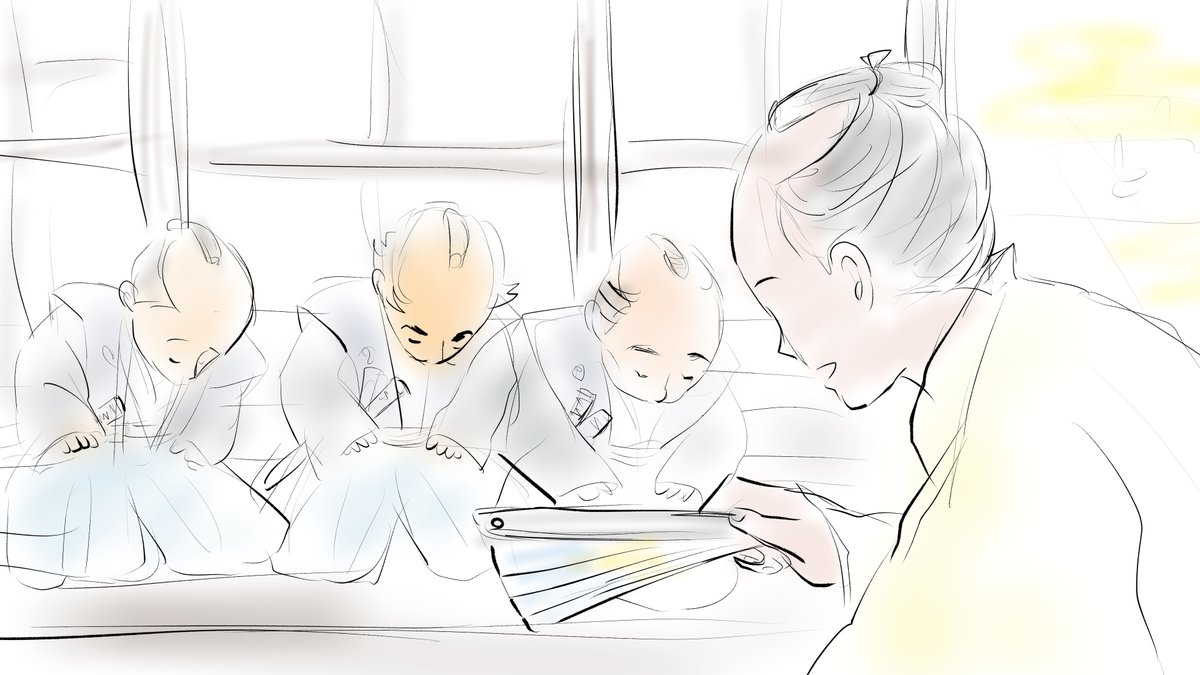 昨日描いた絵です( ゜Д゜)                
恋の魔法とおまじない719-3色塗り途中     
福娘童話集昔話彦一シリーズ3「若様は一人」ラフ
 
#恋の魔法とおまじない 
