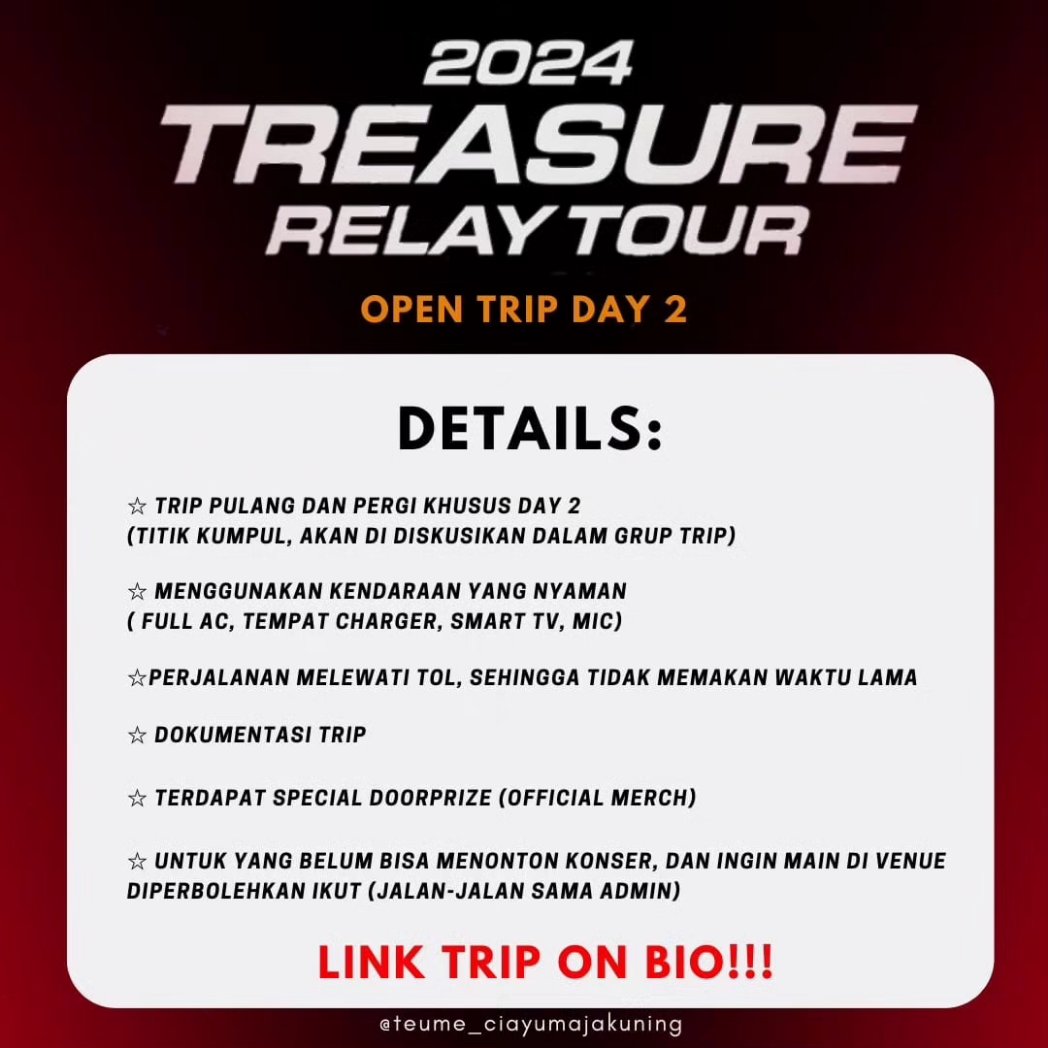 teumecirebon's tweet photo. 💎 TEUME CIAYUMAJAKUNING GO TO RELAY CONCERT 💎

💫 Open trip untuk perjalan menuju relay concert 
(to INDONESIA ARENA,GBK SENAYAN)
📆 : Minggu, 30 Juni 2024
💸 270k/person dp 100k
🌷include :
- sarapan pagi 
- snack malam
- freebies
- special doorprize!!
https://t.co/7xebKC5gjZ https://t.co/FoFsIQALiQ