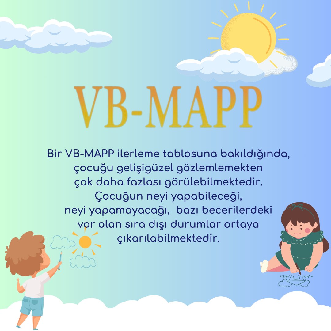 vbmappturkiye's tweet photo. Bir VB-MAPP ilerleme tablosuna bakıldığında, çocuğu gelişigüzel gözlemlemekten çok daha fazlası görülebilmektedir. Çocuğun neyi yapabileceği, neyi yapamayacağı, bazı becerilerdeki var olan sıra dışı durumlar ortaya çıkarılabilmektedir.
#otizm #vbmapp #sözeldavranış https://t.co/2bJinIz1Sp