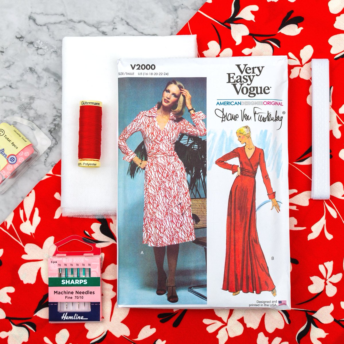 MinervaFabrics's tweet photo. The original @dvf wrap dress is back! Diane Von Furstenberg put the wrap dress on the fashion map and 50 years on, her iconic Vogue wrap dress pattern is back and in stock at Minerva.
Find out more at https://t.co/NEAtYCfJ5C
#SewYourWardrobe #Dressmaker #DVFWrapDress #V2000 https://t.co/3wXkp4hjKA