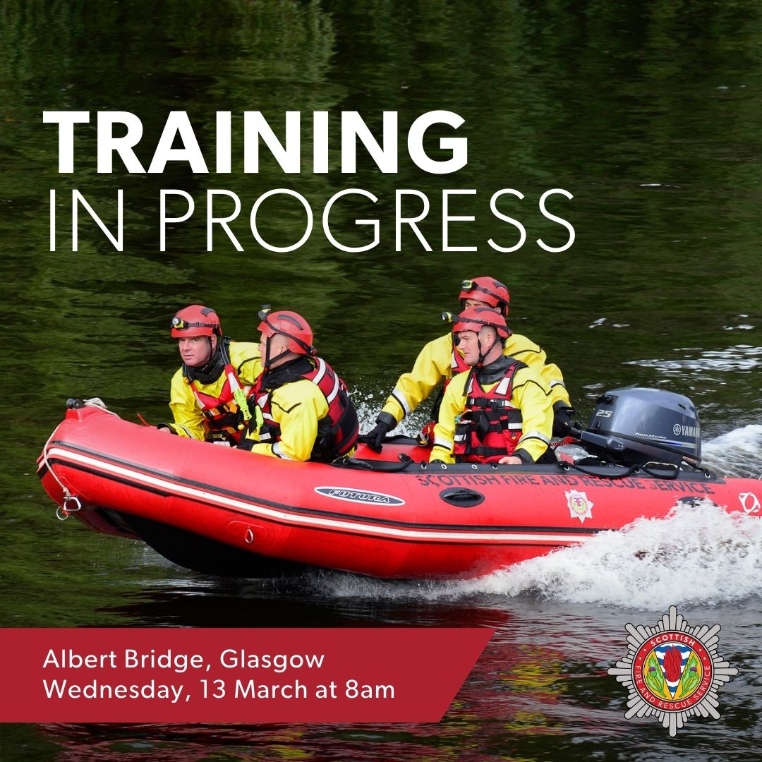 ⚠️ Do not be alarmed if you see a high level of activity near Albert Bridge in Glasgow this morning. ⚠️ Firefighters and other emergency services are taking part in a training exercise until midday. 🚧 Road restrictions are in place: ow.ly/VBls50QNsHj