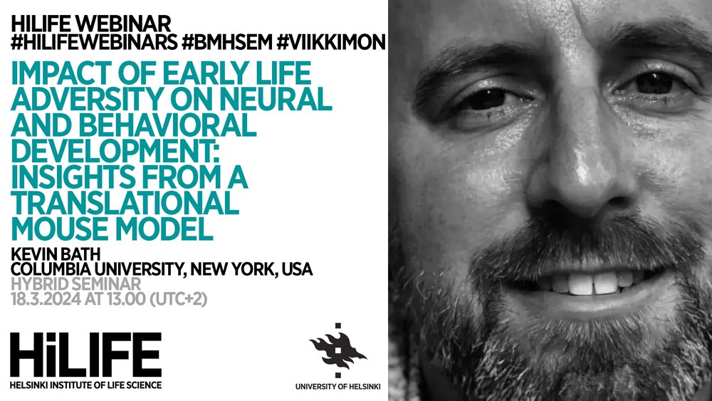 Welcome Kevin Bath @kbath77 to give a #hilifewebinars presentation. Hybrid seminar 18.3.24 at 13 (UTC+2). 👉 Biomedicum 1, Hall 2, Haartmaninkatu 8 👉 helsinki.zoom.us/j/65074851967 ℹ️ helsinki.fi/en/hilife-hels… @LifeSciHelsinki @HelsinkiUniMed @Columbia