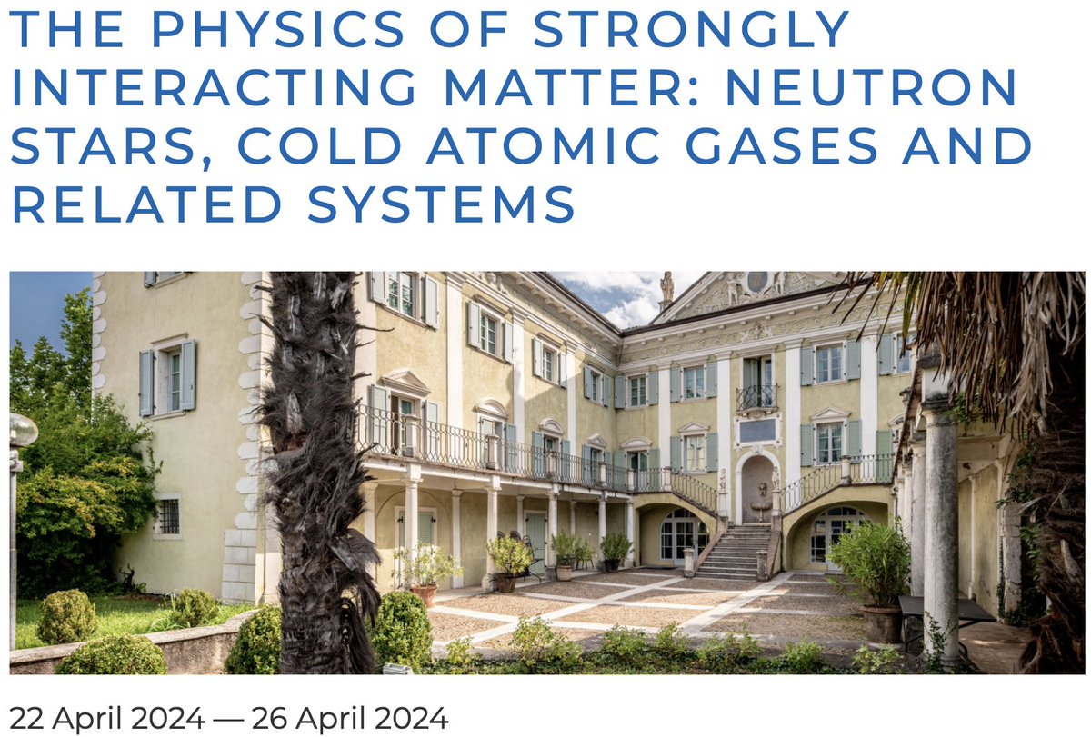 How much Neutron stars 💫, quantum gases ❄️and other strongly interacting matter 💪have in common? Discover it at the ECT* Workshop in Trento 24/26 April 2024! 📢📢Registration are open 📝🔓