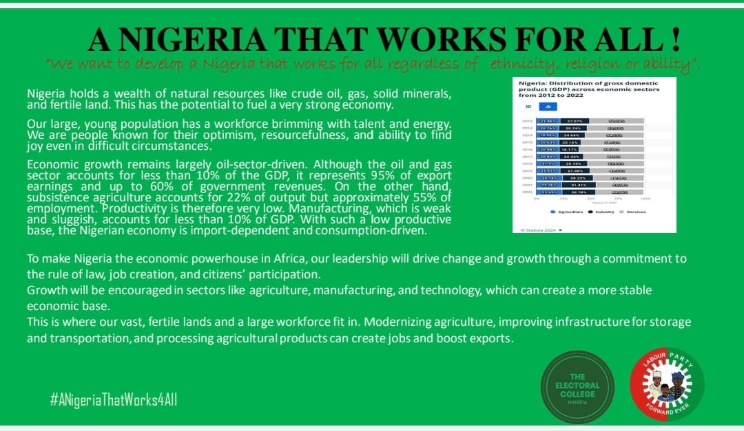 EcNigeria_LP's tweet photo. Nigeria holds a wealth of natural resources like crude oil, gas, solid minerals and fertile land. This has the potential to fuel a very strong economy with the youths as our driving force...

@electoralcollng 

#LPSP 
#uyorejustine
#anigeriathatworks4all https://t.co/ih2QEYKWZ4