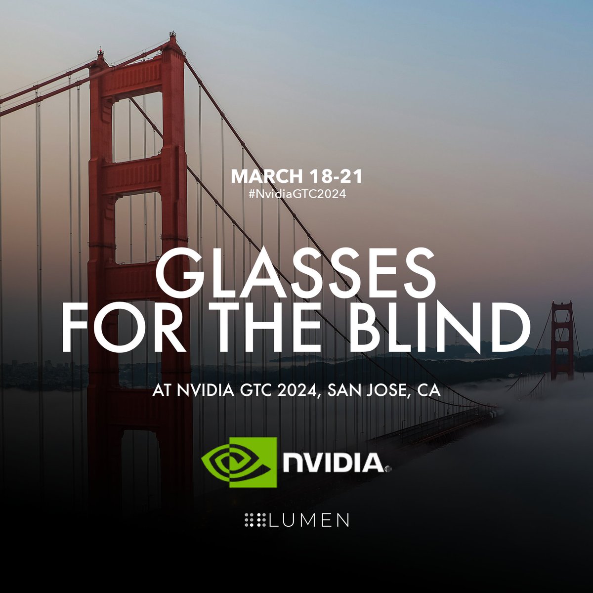 .lumen is showcasing at Nvidia GTC, the #1 AI Developer Conference, in San Jose, California! We've been partners with Nvidia since the beginning, and now we are presenting the .lumen Glasses at the event between 18th and 21st of March. #innovation #assistiveTechnology #nvidia