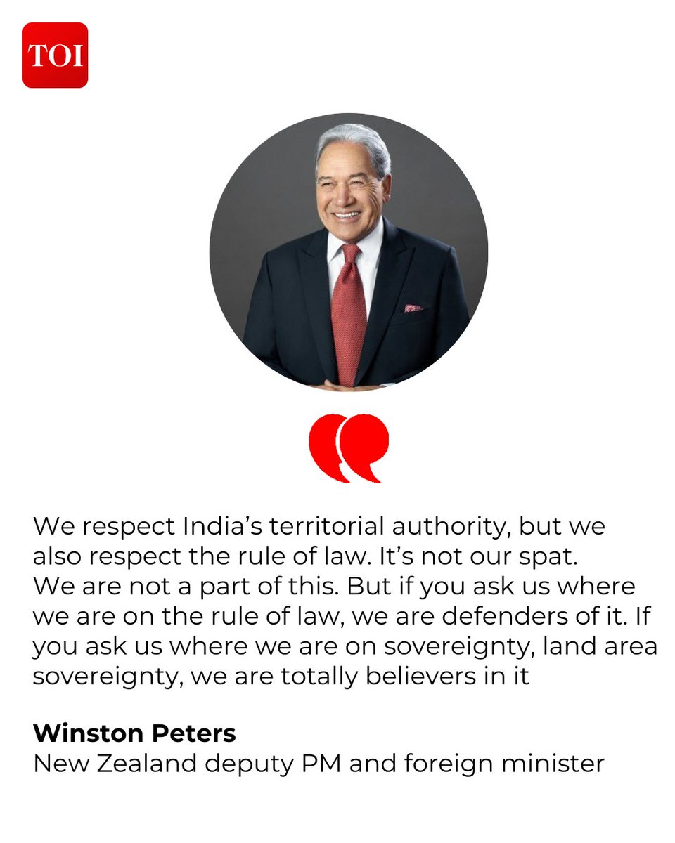 #TOIExclusive | Walking the diplomatic tightrope on India-Canada diplomatic spat over the killing of a Khalistan separatist in Canada, New Zealand deputy PM @winstonpeters said that the South Pacific country respects the rule of law as much as it does India’s territorial