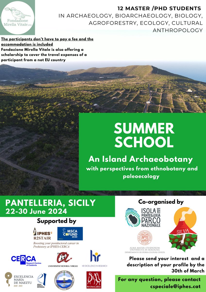 We relaunch the Summer School in Pantelleria with more details. The not final list of the teachers is in the 🧵 please contact me for any info #SILVA #islands #archaeobotany