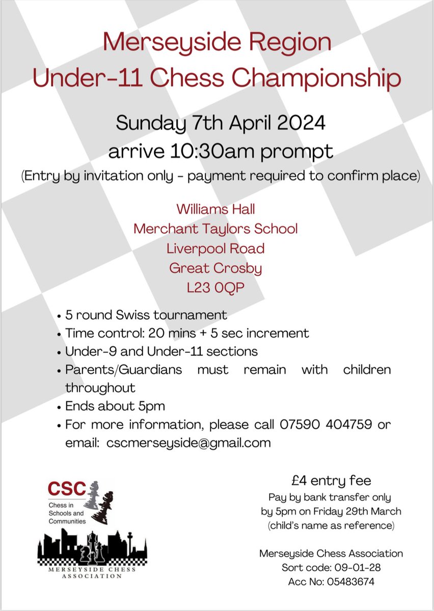 robsteelemusic's tweet photo. Can your child play chess? Love online chess? Can’t get enough of chess? Looking for something to do during the Easter break? #lovechess #chess #merseysidechess @WhitefieldPS @AshKnotty @bbcmerseyside @CSCMerseyside https://t.co/6Ph1TXalVK