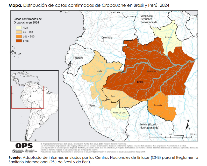 Virusemergentes's tweet photo. Fiebre de Oropuche en América del Sur: en los últimos meses se viene detectando un aumento de brotes afectando el norte de Brasil, Colombia, Perú y Bolivia.
https://t.co/6Qkx4spbTt https://t.co/F7B2olaRDi