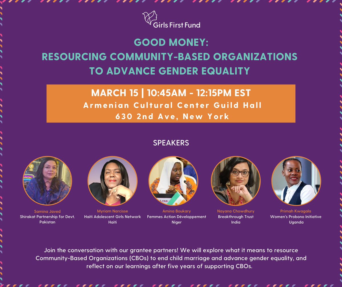 This week, our ED @PrimahKwagala will join @GirlsFirstFund in a conversation on the role of grass root financing in promotion of #genderequality initiatives. Sustainable financing is crucial in implementation of gender equality programs in the various communities.