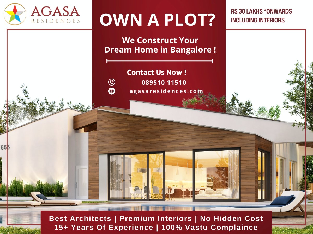 🏡 Own a Plot? Let AGASA Residences Construct Your Dream Home in Bangalore! 🌟🏙 🌿🏠

📱 089510 11510

🌐 agasaresidences.com
.
.
#AGASAResidences #SmartHomes #BangaloreBuilders #DreamHome #VastuCompliance #QualityCraftsmanship #WellnessHomes #BioPhilicHomes #NoHiddenCosts
