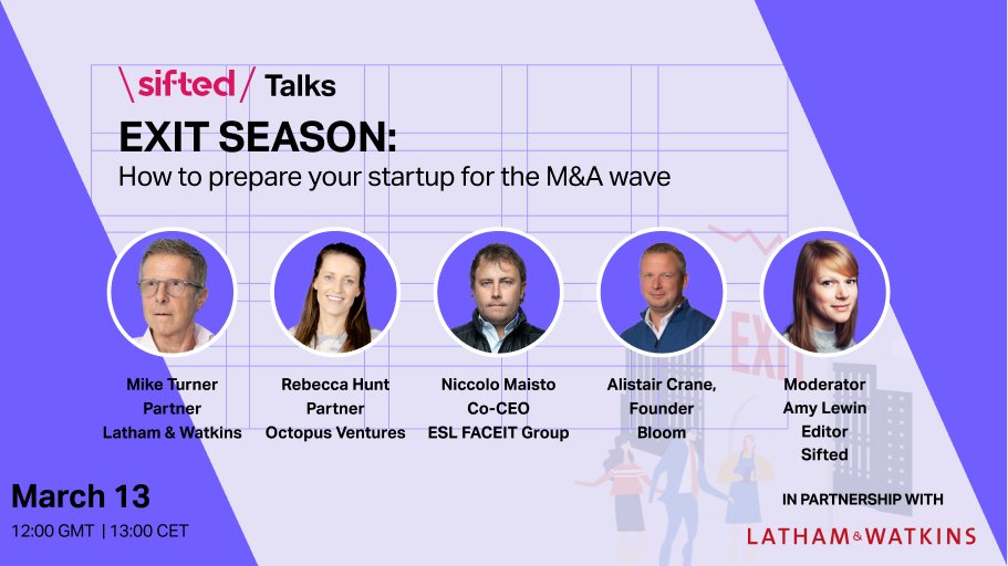 Siftedeu's tweet image. It’s exit season…how can startups prepare? 🚨Join our Sifted Talks at 12pm TODAY, when founders and investors will share tactics for selling your startup. Last chance to save your spot. 👉 sifted.eu/talks/exit-sea…

#exitstrategy #M&amp;amp;A #siftedtalks #startupevent