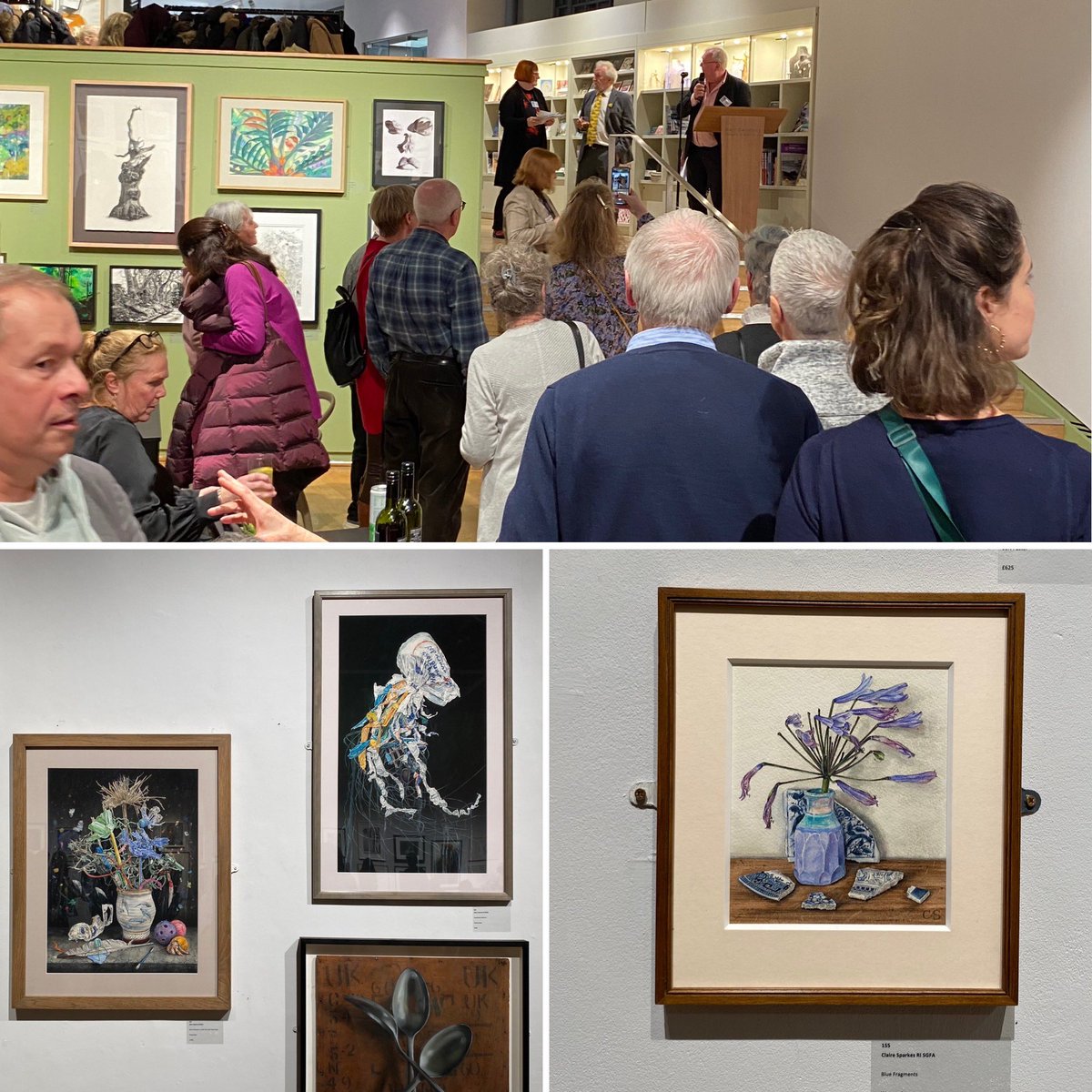 Great Private View last night of the 103rd Annual #Exhibition of the @SGFADrawing @mallgalleries The Exhibition continues until 16 March. #exhibitingartist #clairesparkes #paintings #drawing #watercolours #stilllife #figurative #narrative #artwork #londongallery #artcollector