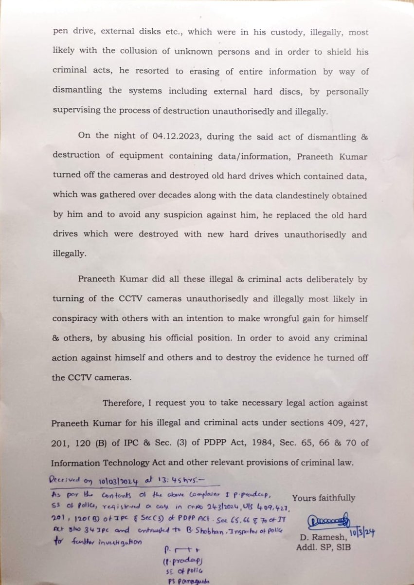 jsuryareddy's tweet image. Three days after a Criminal case was registered against Spymaster, Suspended former Special Intelligence Bureau (SIB) DSP, Praneeth Rao was taken into custody by Panjagutta police, from his residence in Rajanna Sircilla dist last night.

#PraneethRao #Telangana #IntelligenceData