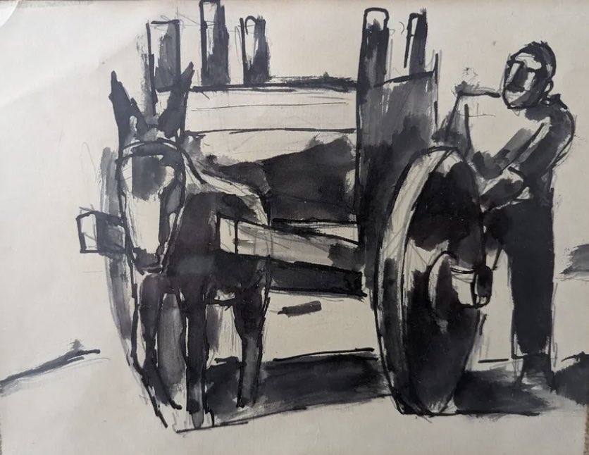 Just sold through the gallery this fabulous Josef Herman work titled ‘The Cart Driver’. It came with its original receipt dated 1960 from Roland, Browse and Delbanco in London! #josefherman #derharoutuniangallery