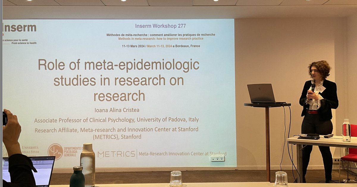 We will start day 3 of the #Inserm277 workshop in Bordeaux, with 'Role of meta-epidemiologic studies in research on research' by @IoanaA_Cristea @UniPadova Main source of empirical evidence of bias in randomized trials (Conchrane Handbook). onlinelibrary.wiley.com/doi/10.1002/jr…
