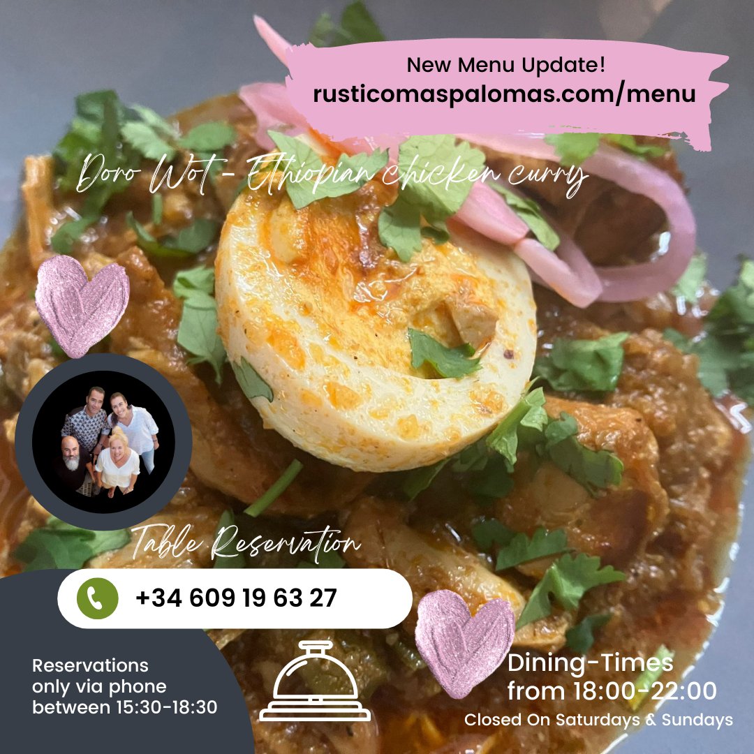 RusticoTapas's tweet image. Time for a new tapas adventure - the star of this week is "Doro Wot - Ethiopian chicken curry" * Table reservations are highly recommended, please call ahead!