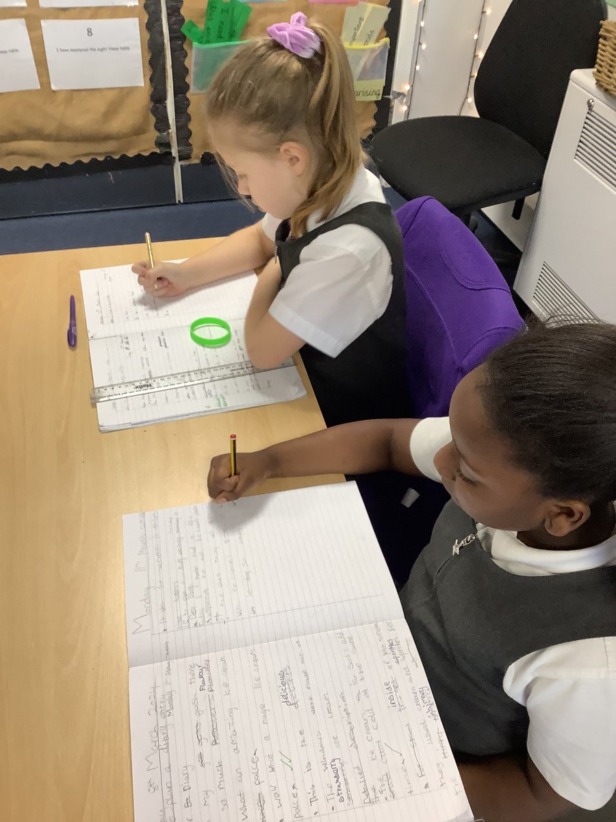 HaematiteEPS's tweet photo. In Gill Class we have been writing our diary entries based on our chosen story ‘The Ice Cream Palace’ from our core text ‘Telephone Tales’. The children really enjoyed using their imaginations that everything was made of ice cream. https://t.co/E9t3NRMris
