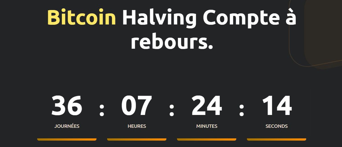 Plus que 36 jours avant le halving du #Bitcoin 

Ça devrait tomber le 18 avril 2024, un petit peu plutôt que le dernier halving du 11 mai 2020 !