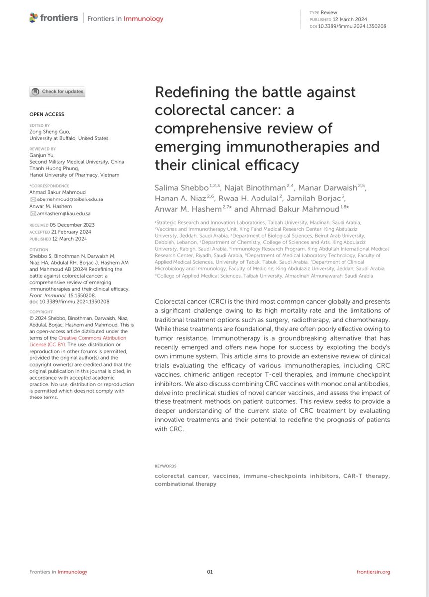 2023! I concluded that year at @VIU with a publication in immunotherapy in CRC. Thanks to Dr. <a href="/Ahmad_B_Mahmoud/">Ahmad B Mahmoud, PhD</a> and Prof. <a href="/Anwar_Hashem/">Anwar Hashem</a> for their guidance and the time they dedicated to helping me become a better researcher. Your work will forever be appreciated, and I am grateful