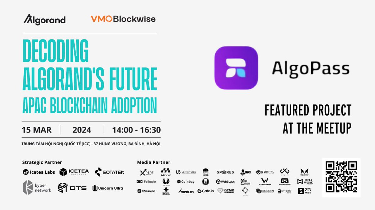 AlgorandVietnam's tweet photo. Dự án tiềm năng tiếp theo tại #AlgorandMeetup: AlgoPass
⚡️AlgoPass là một sản phẩm độc đáo kết hợp công nghệ NFC và Web3, giúp việc networking trở nên dễ dàng hơn bao giờ hết.
👉 Khám phá dự án nhé tại #Meetup: https://t.co/AJIvpiOT6V https://t.co/lVfWR3hNpc