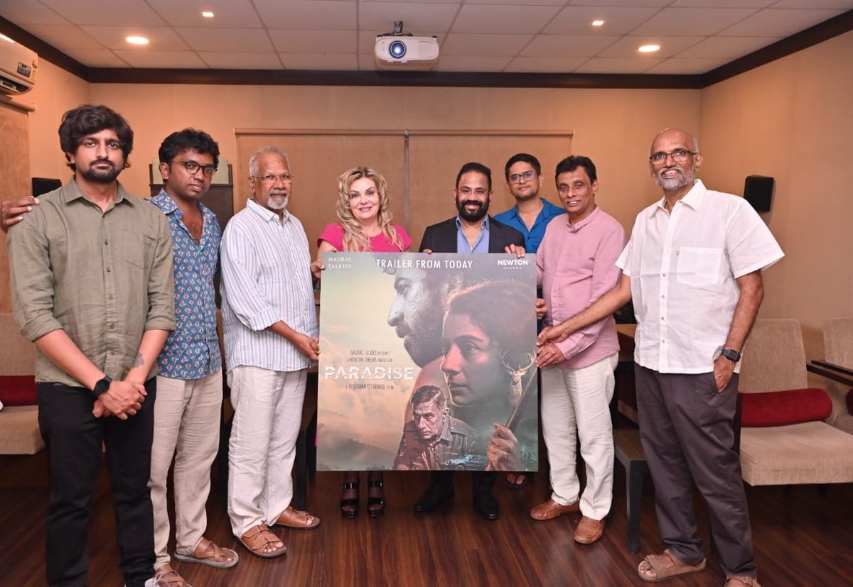 Yesterday, director Mani Ratnam unveiled the official trailer of 'Paradise.' Director @prasannavith, Music Director @k_riverrecords Editor @sreekar_prasad, Line Producers @trilan_shastri and @yursvicky, along with the Newton team @achittil and @xchael, were present for the event.…