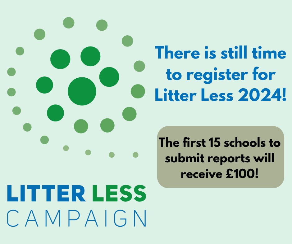 Has your school been taking part in the Litter Less campaign?🚮💚 ⏰Don’t forget to submit your reports by Friday 26th April. Head to our website to find out more and register. 👉bit.ly/3Tc3aRI The first 15 schools to submit their reports will win £100!