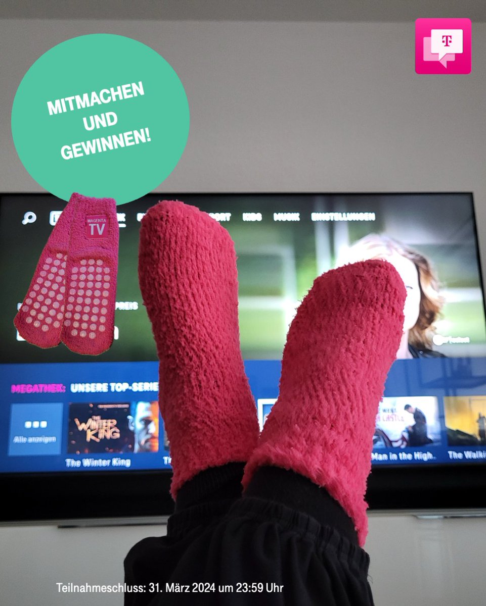 Ein Hauch von Frühling liegt in der Luft. 🌷 Doch bis dahin gibt es ein paar frostige Tage, an dem ihr unsere Kuschelsocken 🧦 gut gebrauchen könnt. Ein Paar davon könnt ihr durch eure Anmeldung in der #MAGENTA Testcommunity gewinnen: telekom.de/magenta-testco… Viel Glück! 🍀