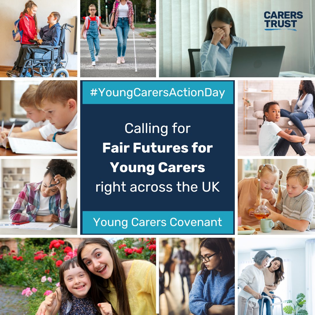 Today is #YoungCarersActionDay! It’s all about creating fair futures for all young carers in the UK Our new Young Carers Covenant calls on organisations and individuals to commit to taking action to support this vision Find out more and sign it: carers.org/YoungCarersCov…