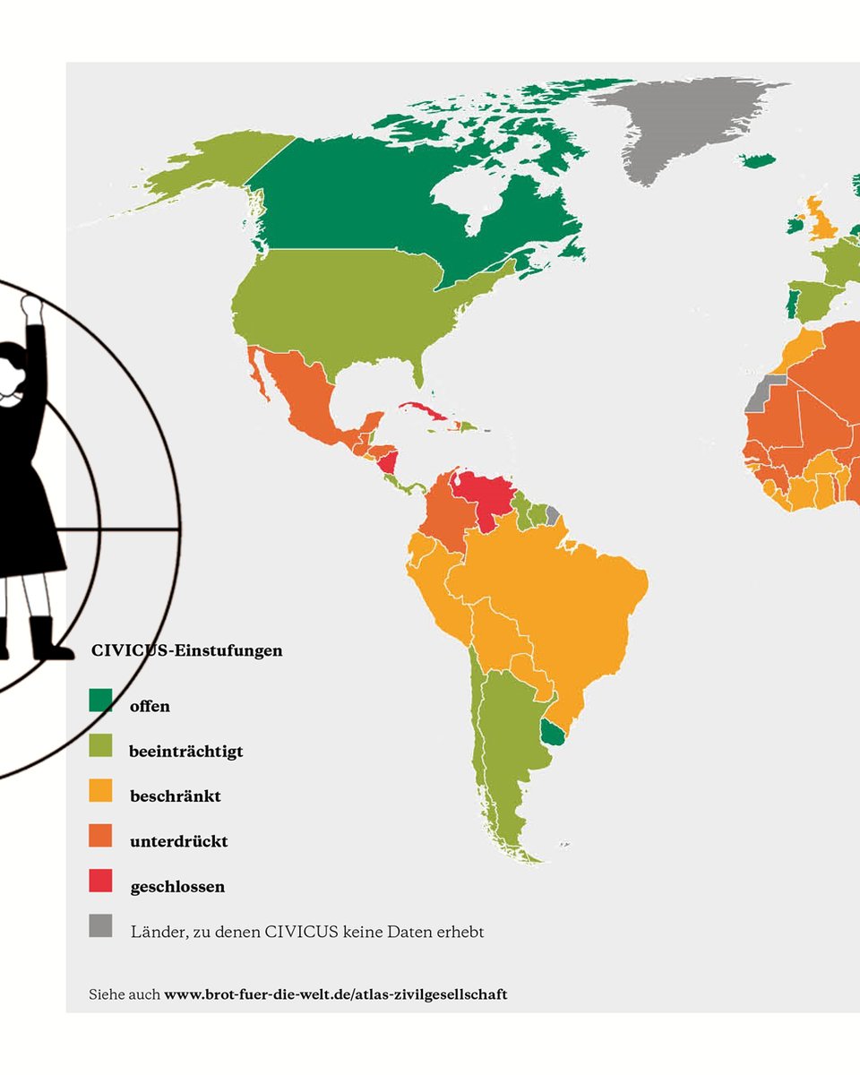 BROT_furdiewelt's tweet photo. Nur 170 Millionen #Menschen leben in Staaten mit offener #Zivilgesellschaft.
Das entspricht 2,1% der Weltbevölkerung.

 👉 Zum neuen Atlas der Zivilgesellschaft mit Zahlen u.a. des @CIVICUSMonitor https://t.co/AOF7M7jM8P
📅 Zum Live-Event heute ab 17:30h: https://t.co/Csw7xEpLV0 https://t.co/iVHNcZYqZG