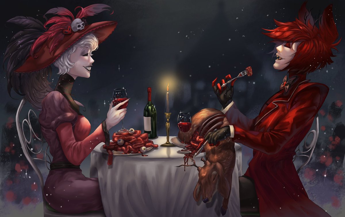 🫀🦌💕 Dinner #HazbinHotelFanart  #rosiehazbinhotel #alastorhazbinhotel