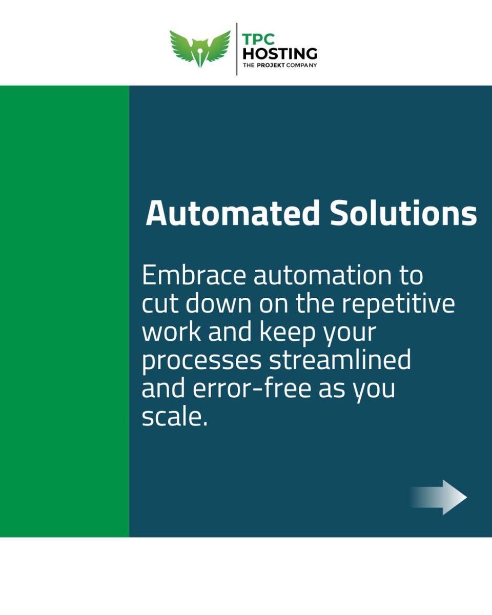 The_Projekt_Co's tweet image. Scaling your business?  

Swipe through our latest carousel for actionable tips on conquering technical complexities as you expand! 🚀💼  

From automation to cloud computing, learn to grow seamlessly. 

tpc-hosting.com/tpc-web-hostin… 

 #TechSavvyScaling #BusinessGrowth #TPCHosting