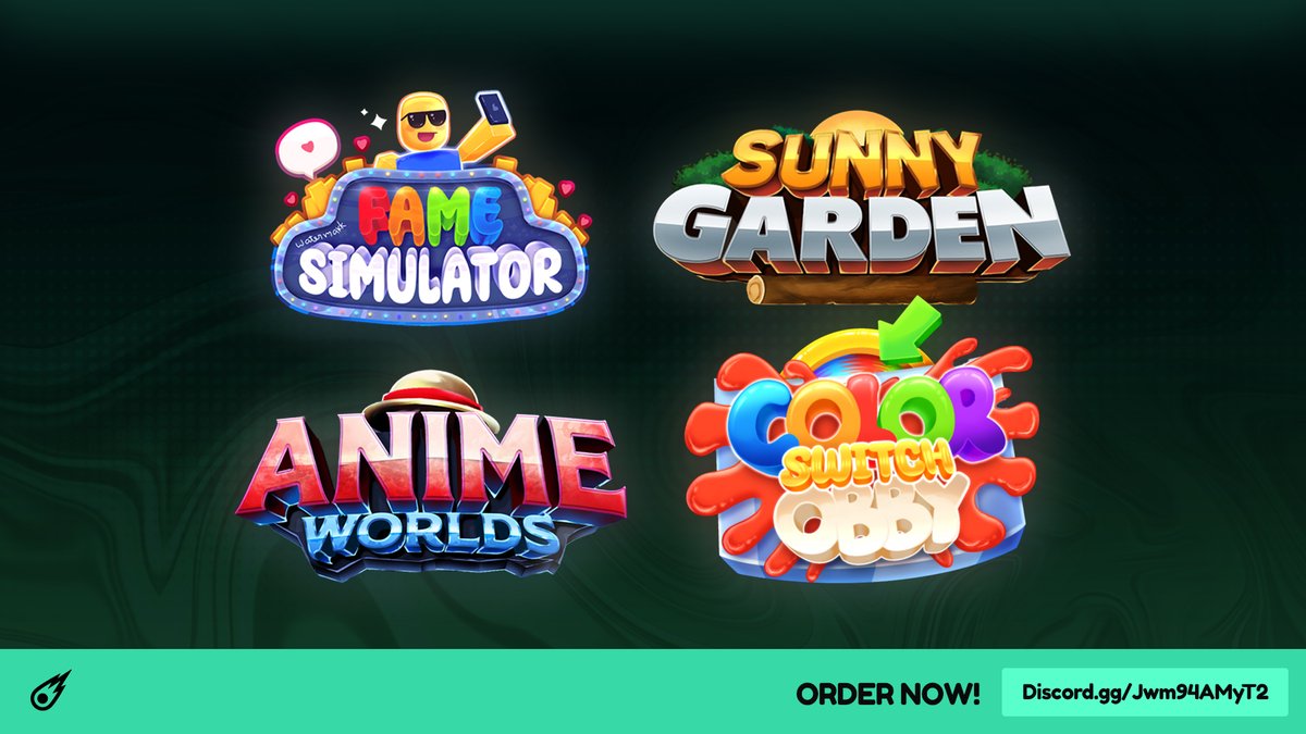 gfxcomet's tweet image. 📜 Looking for high-quality logos for your games? Well, GFXCOMET Design has you covered!

🟣 All our logos are made to look as appealing and vibrant as possible to really catch people&apos;s attention!

📲 Place an Order here: Discord.gg/Jwm94AMyT2

#Roblox #RobloxDev #RobloxLogos