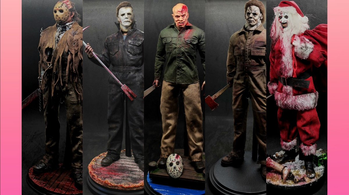 VoorheesGotMe's tweet photo. Some other horror icon 1/6 custom figures available for commission by myself! Please feel free to hit me up!! 🏕️💀🔪🩸🌲🏒🔨
#leatherface #voorhees #Halloween #Terrifier #Texaschainsaw #Massacre #MichaelMyers #FridayThe13th #toycollector  #custom #CampCrystal many more available https://t.co/ccMzQV9lXv