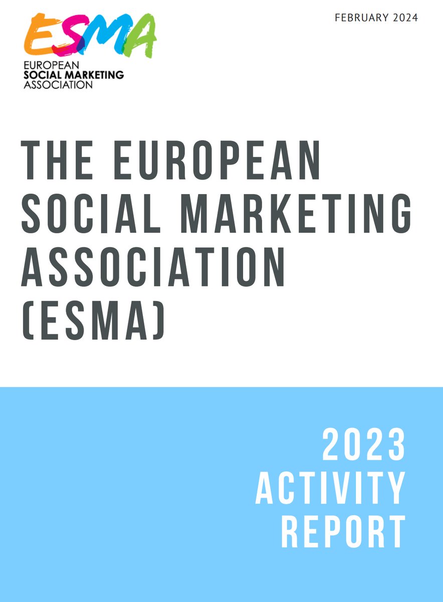📢Just released! 

The 2023 ESMA Activity Report highlights the impactful work of the European Social Marketing Association & its board members. 

Stay tuned for insights on our strategic areas!

Read at: bit.ly/3TzhC7R

 #socialmarketing #socmar