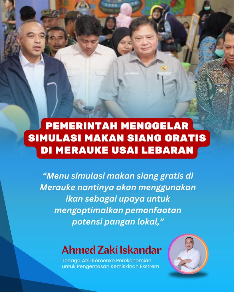 Ada kabar baik utk awal puasa kali ini , simulasi makan siang gratis akan ada lagi nih…Kali ini daerah yg dipilih yaitu Marauke, menarik nih🤩🤩

Gibran Berani 
#GemoySamsul Prabowo-Gibran NPWP Inalillahi Lucas