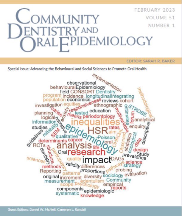For anyone interested in applying social and behavioural sciences to #dentistry and oral health check out our @CommDentOralEpi Special Issue from 2023 ꧁༒☬𝙰𝚍𝚟𝚊𝚗𝚌𝚒𝚗𝚐 𝚝𝚑𝚎 𝙱𝚎𝚑𝚊𝚟𝚒𝚘𝚞𝚛𝚊𝚕 𝚊𝚗𝚍 𝚂𝚘𝚌𝚒𝚊𝚕 𝚂𝚌𝚒𝚎𝚗𝚌𝚎𝚜 𝚝𝚘 𝙿𝚛𝚘𝚖𝚘𝚝𝚎 𝙾𝚛𝚊𝚕…