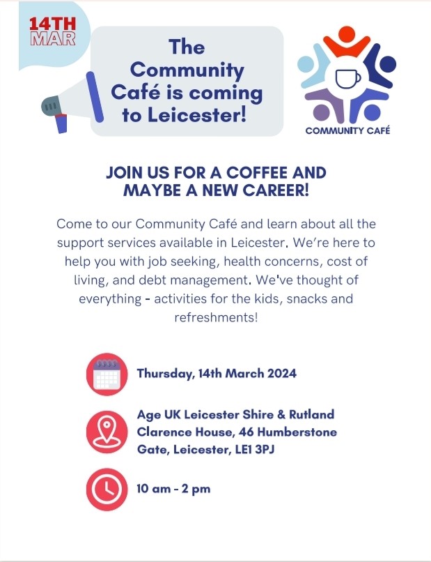 Join us tomorrow at the @Jobs22ltd Community Cafe in Leicester. Last year we received nearly £50k from the Jobs 22 Community Investment Fund to sustain our volunteer programme, supporting 95 placements. Come along and find out about volunteering opportunities with LWA.
