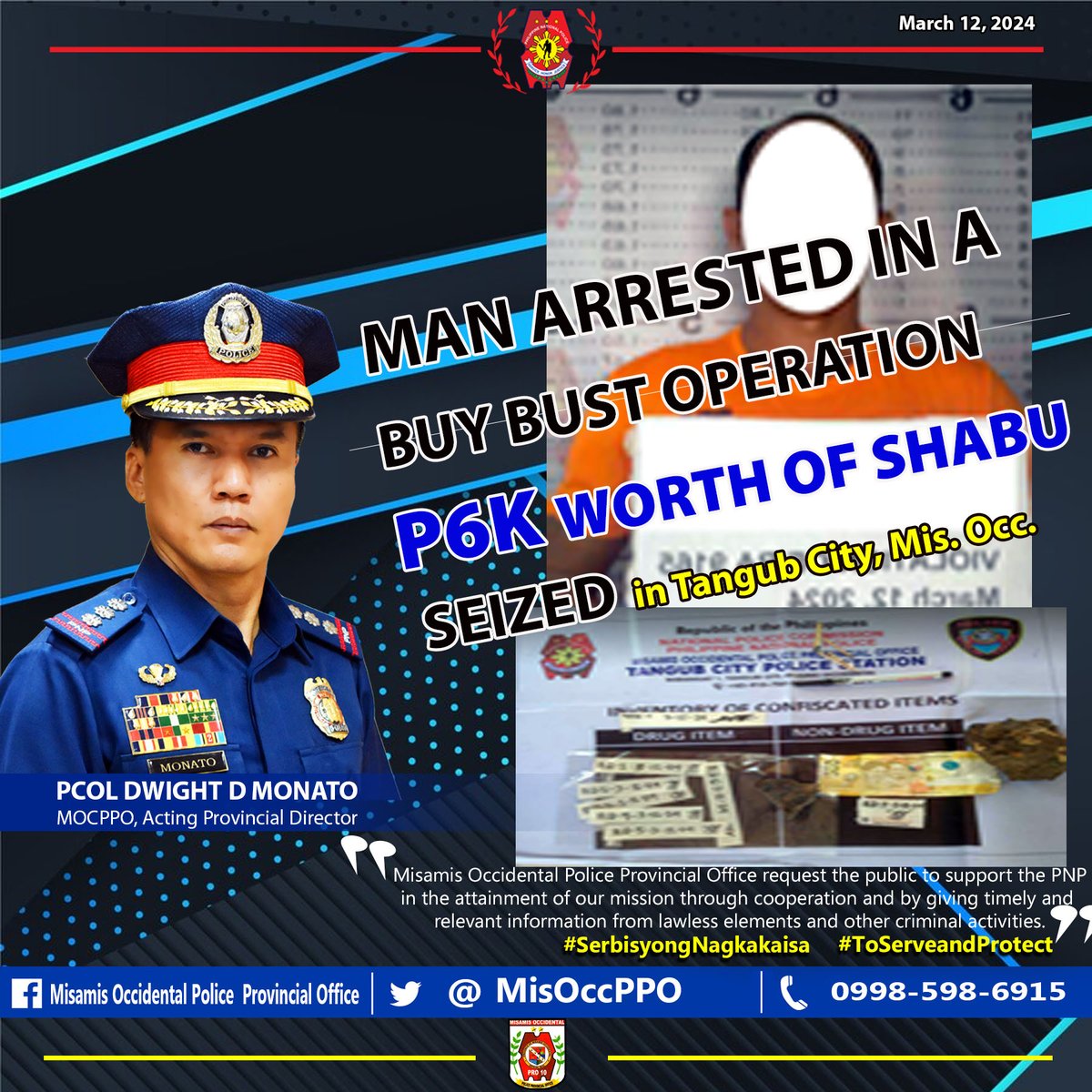 MisOccPPO's tweet photo. MAN ARRESTED IN A BUY BUST OPERATION IN TANGUB CITY. 
Click the link below for more details. 
@PCADGNorMin 

https://t.co/RmYPoNkvcj https://t.co/gFNBl0mSNL