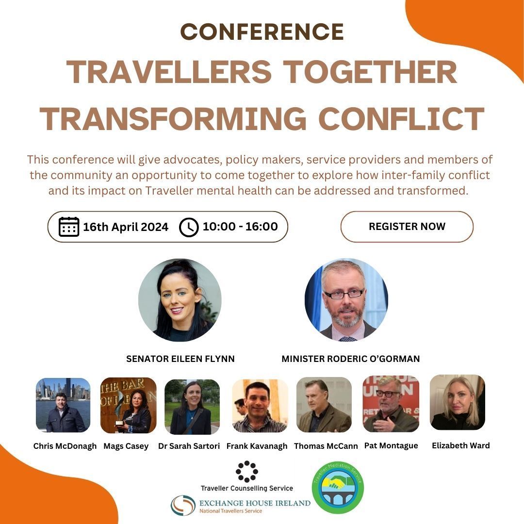 We are delighted to partner up with our friends in the Traveller Mediation Service & Traveller Counselling Service to bring together this conference to discuss conflict in the Traveller community and its impact on Traveller mental health. Register here buff.ly/4c5EVh0