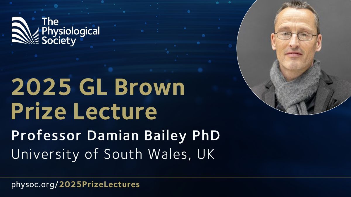 ✨ Congratulating our 2025 Prize Lecture Recipients ✨ 2025 GL Brown Prize Lecture: @DamianMBaileyEP, Professor of Physiology @UniSouthWales & Editor in Chief of @ExpPhysiol. Find out more here: buff.ly/3P7KxNB