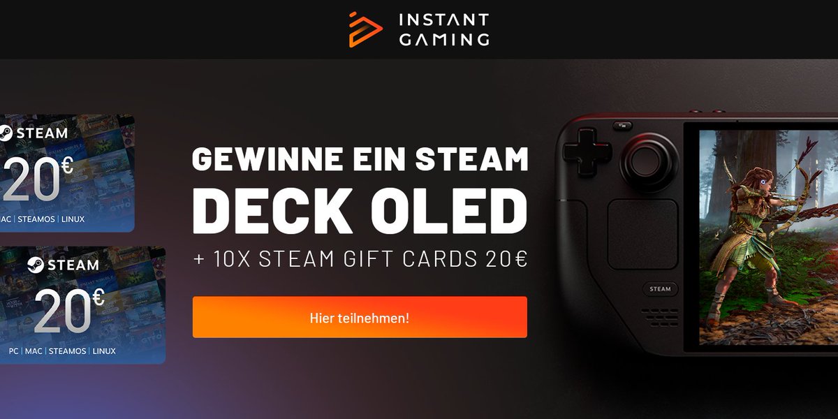 InstantGamingDE's tweet photo. 🚨Mach mit bei unserem Giveaway🚨

Gewinne ein Steam Deck OLED + 10X 20€ Steam Geschenkkarten

→ Folgen+ RT + ❤️
→ Markier einen Freund
→ Klick zum Teilnehmen
👇
https://t.co/9uUjIg3FUJ https://t.co/JdawNddo78