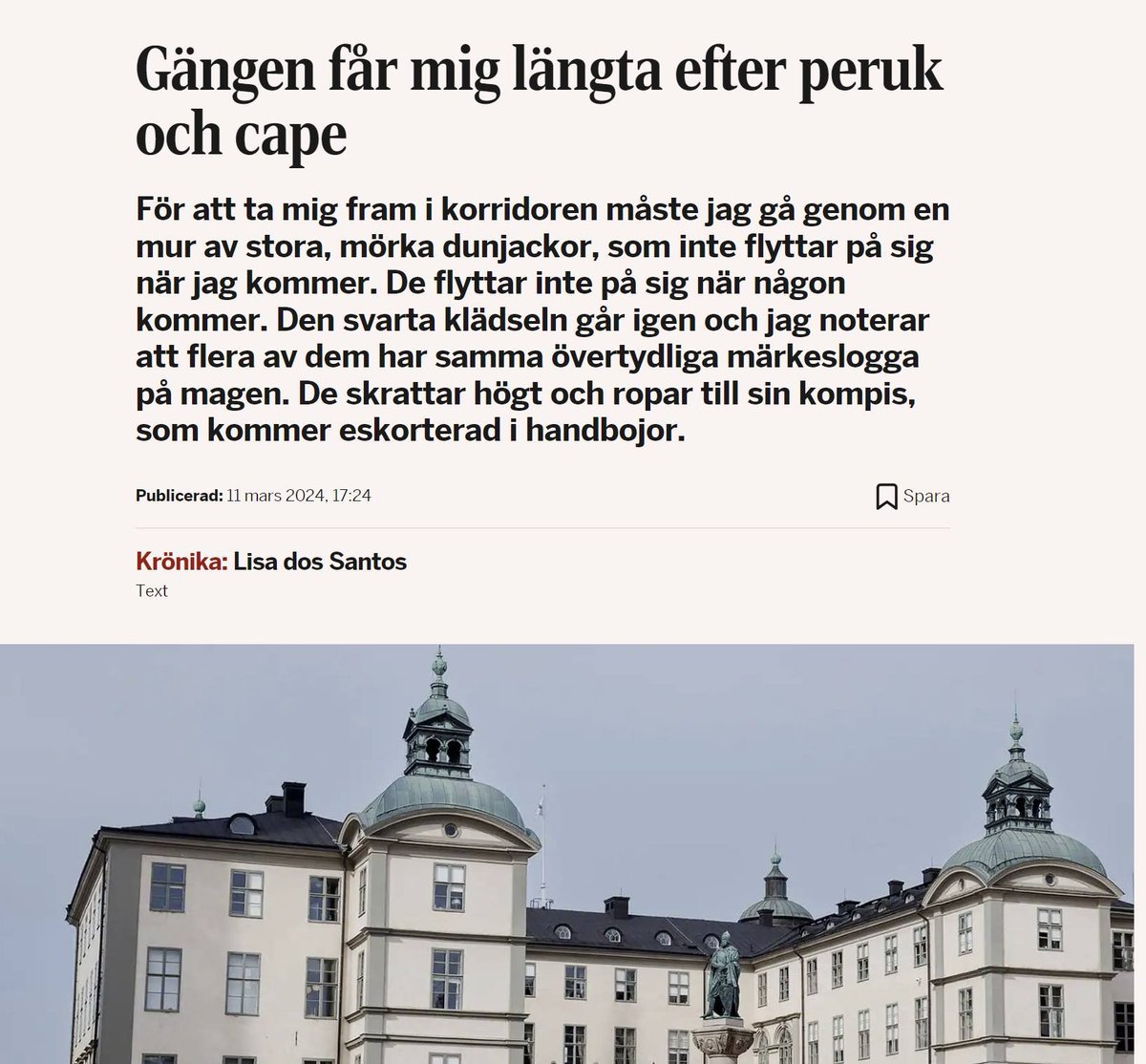 Lisa dos Sanstos om maktens abdikering i svenskt rättsväsen. ----- 'För ett ögonblick tänker jag att jag är på någon slags fritidsgård. Men nej, jag är i Svea hovrätt en helt vanlig dag. Mord, sprängningar, grova narkotikabrott och människorov är ett axplock av dagens mål.…