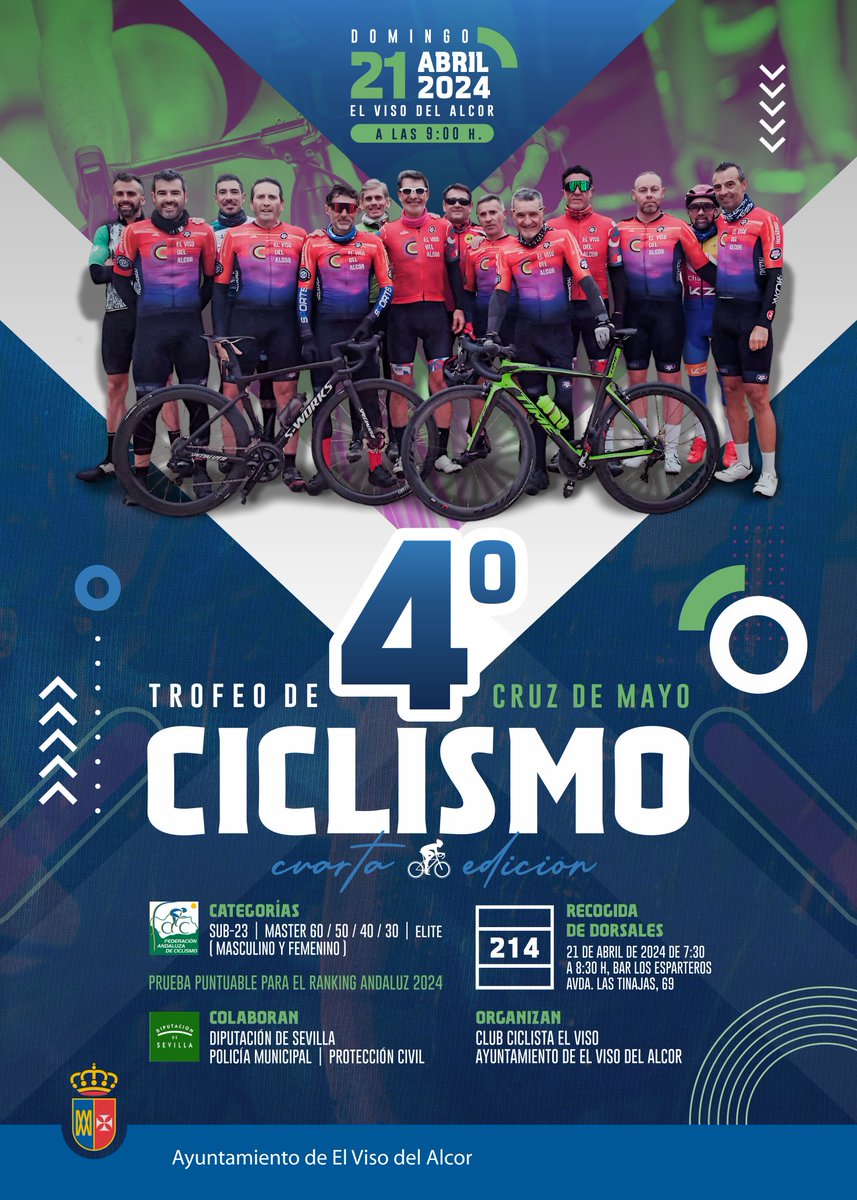 🔵 El IV Trofeo de Ciclismo “Cruz de Mayo” se celebrará el 21 de abril. Serán varias las categorías que estarán presentes en la prueba como son Sub-23, Master 30/40/50/60 y Élite Masculino y Femenino. 

🔗Más información: acortar.link/FXTYaH