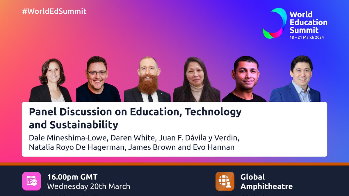 Next week sees the <a href="/WorldEdSummit/">WES Legacy</a> taking place again. I'm delighted to have been asked to participate once more. catch our panel discussion on education, technology sustainability on Weds 20th at 4pm GMT