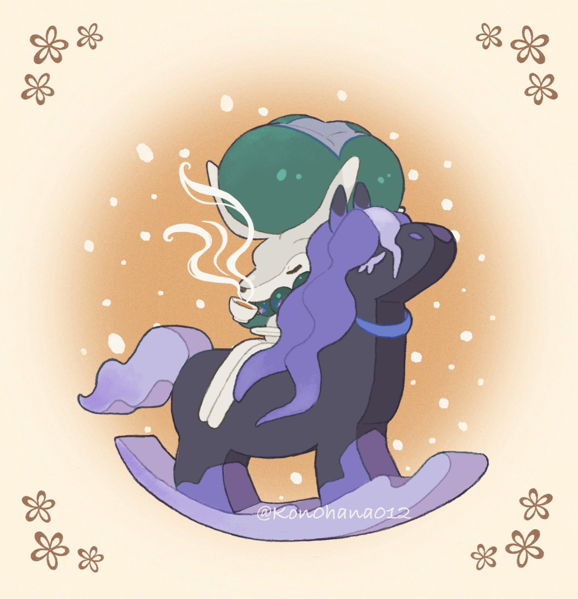 Kon0hana012's tweet photo. #バドレックス　#ポケモンイラスト　
ティータイム https://t.co/FARq0z5Atv