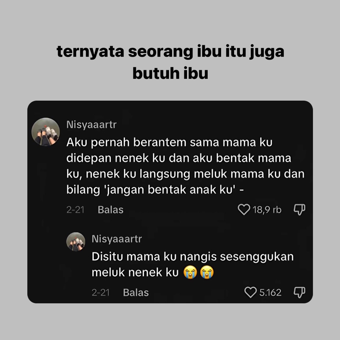 MENGANDUNG BAWANG! 

Ternyata seorang ibu juga butuh ibu 🥺